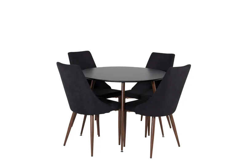 Ruokailuryhmä Plaza 100 cm Pyöreä 4 Leone Tuolia, Musta