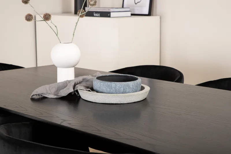 Ruokailuryhmä Piazza 180 cm Suorakulmainen 6 Berit Tuolia - Musta - Huonekalut - Pöytä & ruokailuryhmä - Ruokailuryhmä