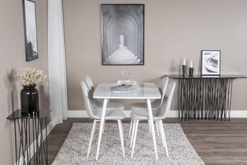 Ruokailuryhmä Polar 120 cm Suorakulmainen 4 Polar Tuolia - Vaaleanharmaa - Huonekalut - Pöytä & ruokailuryhmä - Ruokailuryhmä