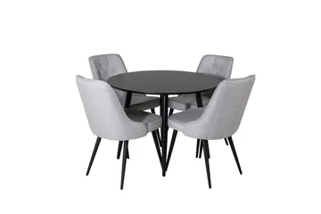 Ruokailuryhmä Plaza 100 cm Pyöreä 4 Velvet Tuolia