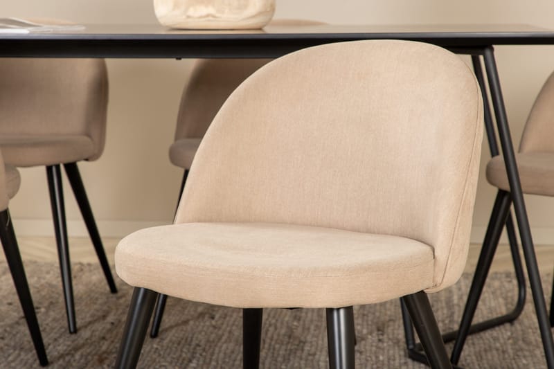 Ruokailuryhmä Petra 190 cm Suorakulmainen 6 Velvet Tuolia - Beige - Huonekalut - Pöytä & ruokailuryhmä - Ruokailuryhmä