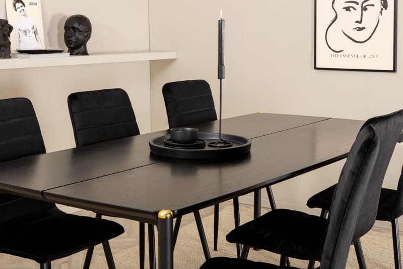 Ruokailuryhmä Pelle 190 cm Suorakulmainen 6 Windu Lyx Tuolia - Musta - Huonekalut - Pöytä & ruokailuryhmä - Ruokailuryhmä