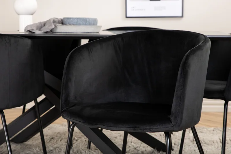 Ruokailuryhmä Piazza 180 cm Suorakulmainen 6 Berit Tuolia - Musta - Huonekalut - Pöytä & ruokailuryhmä - Ruokailuryhmä