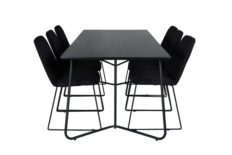 Ruokailuryhmä Petra 190 cm Suorakulmainen 6 Muce Tuolia, Musta