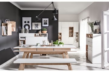 4You suorakulmainen ruokapöytä 200x100 cm puusta laatikoilla - Valkoinen - Huonekalut - Pöytä & ruokailuryhmä - Ruokapöydät & keittiön pöydät