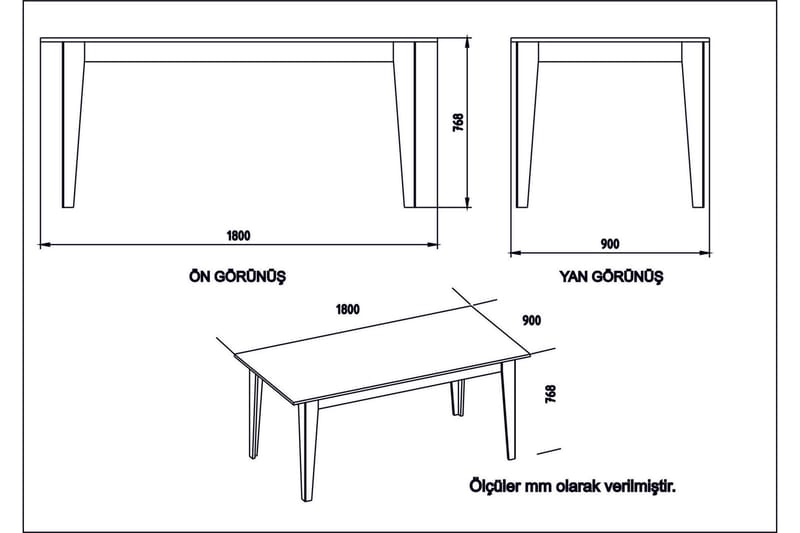 Bascle suorakulmainen ruokapöytä 180 cm marmorijäljitelmällä - Valkoinen - Huonekalut - Pöytä & ruokailuryhmä - Ruokapöydät & keittiön pöydät
