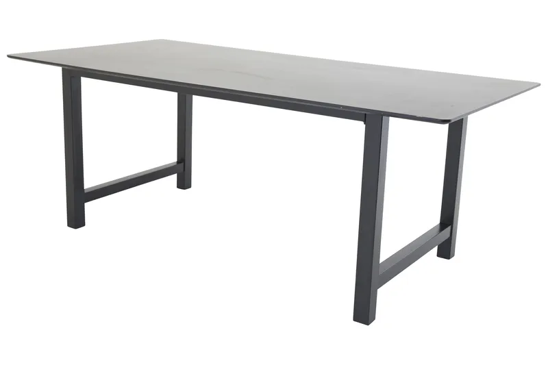 Count suuri suorakulmainen ruokapöytä 220 cm tummalla puun- ja metallinjäljitelmällä, Musta