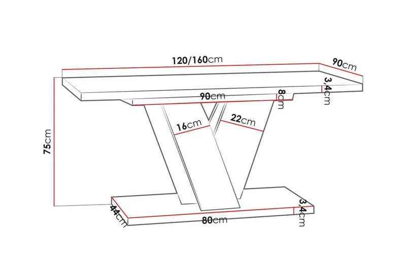 Denogal Matbord 90 cm Black high gloss - Huonekalut - Pöytä & ruokailuryhmä - Ruokapöydät & keittiön pöydät