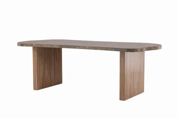 Eleonora suuri epäsymmetrinen ruokapöytä 230 cm puuta pähkinä- ja marmorijäljitelmällä - Ruskea - Huonekalut - Pöytä & ruokailuryhmä - Ruokapöydät & keittiön pöydät