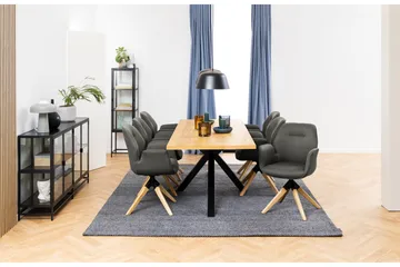 Ganesh suuri suorakulmainen ruokapöytä 220 cm puu- ja tammijäljitelmällä - Musta|Beige - Huonekalut - Pöytä & ruokailuryhmä - Ruokapöydät & keittiön pöydät