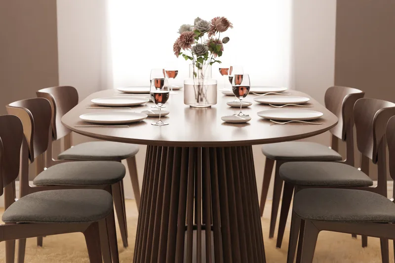 Gontas Soikea Ruokapöytä 200 cm 6 hengelle Keittiöpöytä Massiivinen pähkinäpuu - Luonnonväri - Huonekalut - Pöytä & ruokailuryhmä - Ruokapöydät & keittiön pöydät