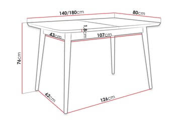 Ingram jatkettava suorakulmainen ruokapöytä 140 cm puuta, maalattu puupintainen - Musta - Huonekalut - Pöytä & ruokailuryhmä - Ruokapöydät & keittiön pöydät