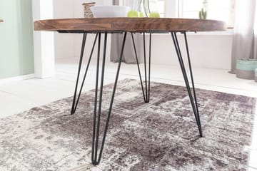 Langner pyöreä ruokapöytä 120 cm puuta metallijaloilla - Ruskea - Huonekalut - Pöytä & ruokailuryhmä - Ruokapöydät & keittiön pöydät