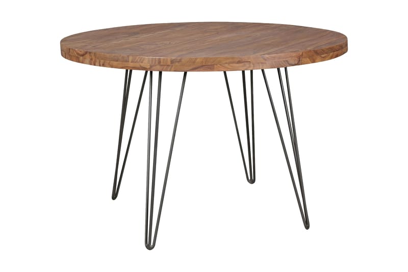 Langner pyöreä ruokapöytä 120 cm puuta metallijaloilla, Ruskea