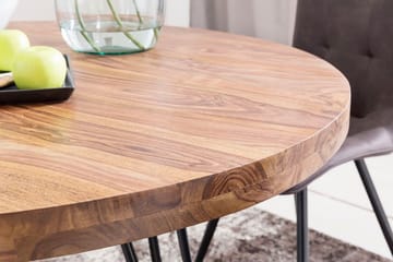 Langner pyöreä ruokapöytä 120 cm puuta metallijaloilla - Ruskea - Huonekalut - Pöytä & ruokailuryhmä - Ruokapöydät & keittiön pöydät