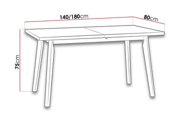 Lavona jatkettava suorakulmainen ruokapöytä 140 cm puuta tammenjäljitelmällä - Beige - Huonekalut - Pöytä & ruokailuryhmä - Ruokapöydät & keittiön pöydät