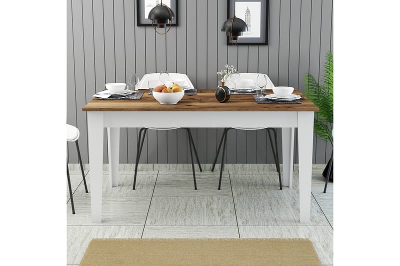 Lissione Ruokapöytä 145x88 cm Ruskea/Valkoinen - Hanah Home - Huonekalut - Pöytä & ruokailuryhmä - Ruokapöydät & keittiön pöydät