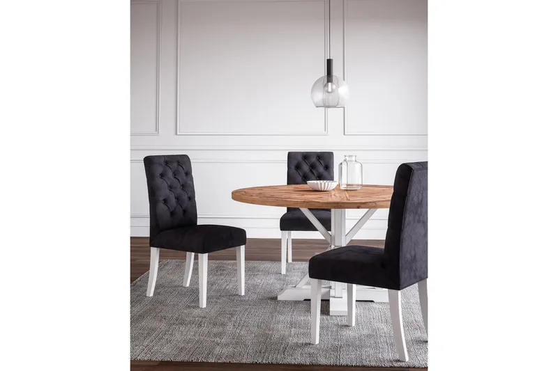 Lyon Vintage Pyöreä Ruokapöytä 150 cm Kierrätetystä Männystä 6 Hengelle - Luonnonvärinen|Valkoinen - Huonekalut - Pöytä & ruokailuryhmä - Ruokapöydät & keittiön pöydät