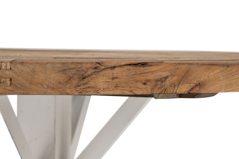 Lyon Vintage Pyöreä Ruokapöytä 150 cm Kierrätetystä Männystä 6 Hengelle - Luonnonvärinen|Valkoinen - Huonekalut - Pöytä & ruokailuryhmä - Ruokapöydät & keittiön pöydät