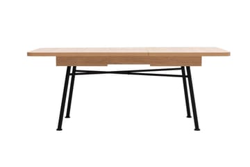 Makwana jatkettava suorakulmainen ruokapöytä 160 cm puuta metallijaloilla - Natural - Huonekalut - Pöytä & ruokailuryhmä - Ruokapöydät & keittiön pöydät
