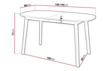 Narberth jatkettava soikea ruokapöytä 150 cm betonin näköisellä pinnalla - Vaaleanharmaa - Huonekalut - Pöytä & ruokailuryhmä - Ruokapöydät & keittiön pöydät