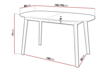 Narberth jatkettava soikea ruokapöytä 150 cm puu- ja tammijäljitelmällä - Musta - Huonekalut - Pöytä & ruokailuryhmä - Ruokapöydät & keittiön pöydät