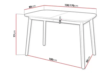 Narberth jatkettava suorakulmainen ruokapöytä 130 cm tammea - Musta - Huonekalut - Pöytä & ruokailuryhmä - Ruokapöydät & keittiön pöydät
