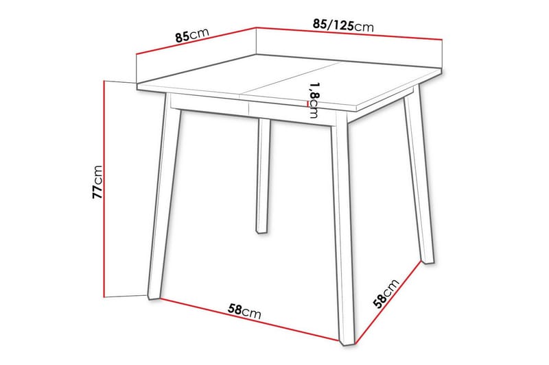 Narberth pieni jatkettava neliön muotoinen ruokapöytä 85 cm metallin näköinen - Valkoinen - Huonekalut - Pöytä & ruokailuryhmä - Ruokapöydät & keittiön pöydät