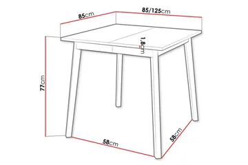 Narberth pieni jatkettava neliönmuotoinen ruokapöytä 85 cm puu- ja tammijäljitelmäulkonäöllä - Musta - Huonekalut - Pöytä & ruokailuryhmä - Ruokapöydät & keittiön pöydät