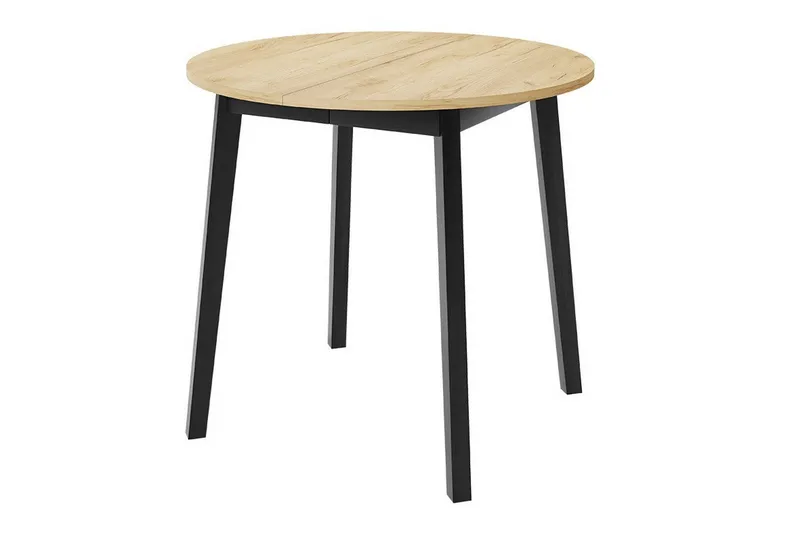 Narberth pieni jatkettava pyöreä ruokapöytä 90 cm puu- ja tammijäljitelmäpinnalla, Musta