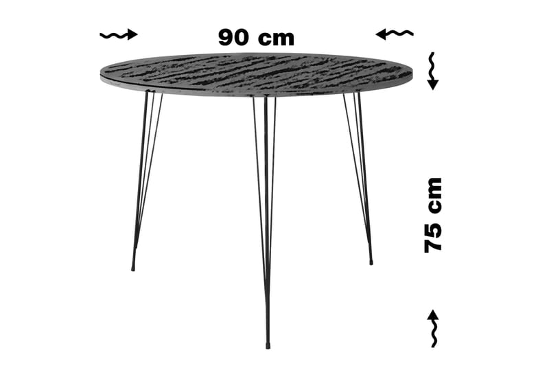 Pöytä Odet 90 cm - Musta/Valkoinen - Ruokapöydät & keittiön pöydät