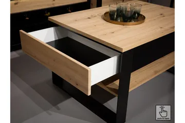 Pöytä Quant 84x140 cm - Tammi/Musta - Huonekalut - Pöytä & ruokailuryhmä - Ruokapöydät & keittiön pöydät