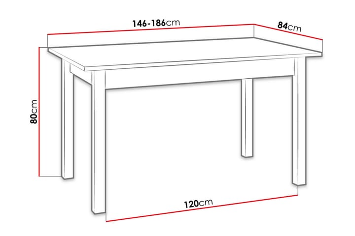 Pöytä Quant 84x140 cm - Tammi/Musta - Ruokapöydät & keittiön pöydät
