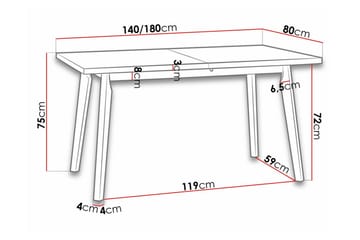 Patrickswell jatkettava suorakulmainen ruokapöytä 140 cm puuta - Valkoinen - Huonekalut - Pöytä & ruokailuryhmä - Ruokapöydät & keittiön pöydät