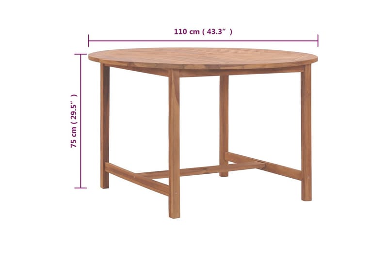 Puutarhan ruokapöytä Ã˜110x75 cm täysi tiikki - Ruskea - Huonekalut - Pöytä & ruokailuryhmä - Ruokapöydät & keittiön pöydät