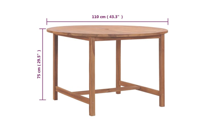 Puutarhan ruokapöytä Ã˜110x75 cm täysi tiikki - Ruskea - Ruokapöydät & keittiön pöydät