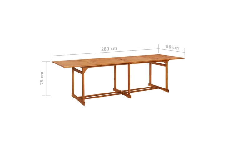 Puutarharuokapöytä 280x90x75 cm täysi akaasiapuu - Ruskea - Ruokapöydät & keittiön pöydät