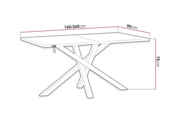 Rosehall jatkettava suorakulmainen ruokapöytä 160 cm tammen- ja metallinvärisellä ulkonäöllä - Musta - Huonekalut - Pöytä & ruokailuryhmä - Ruokapöydät & keittiön pöydät