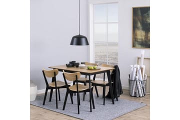 Roxby suorakulmainen ruokapöytä 120x80 cm puuta metallijaloilla - Musta|Ruskea - Huonekalut - Pöytä & ruokailuryhmä - Ruokapöydät & keittiön pöydät