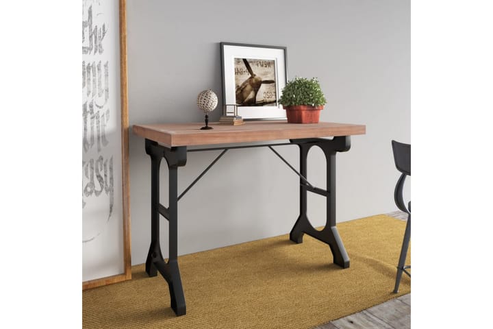 Ruokapöytä 110x65x82 cm täysi kuusi ja rauta - Ruskea - Ruokapöydät & keittiön pöydät