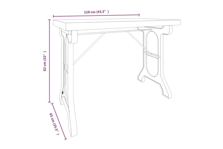 Ruokapöytä 110x65x82 cm täysi kuusi ja rauta - Ruskea - Ruokapöydät & keittiön pöydät