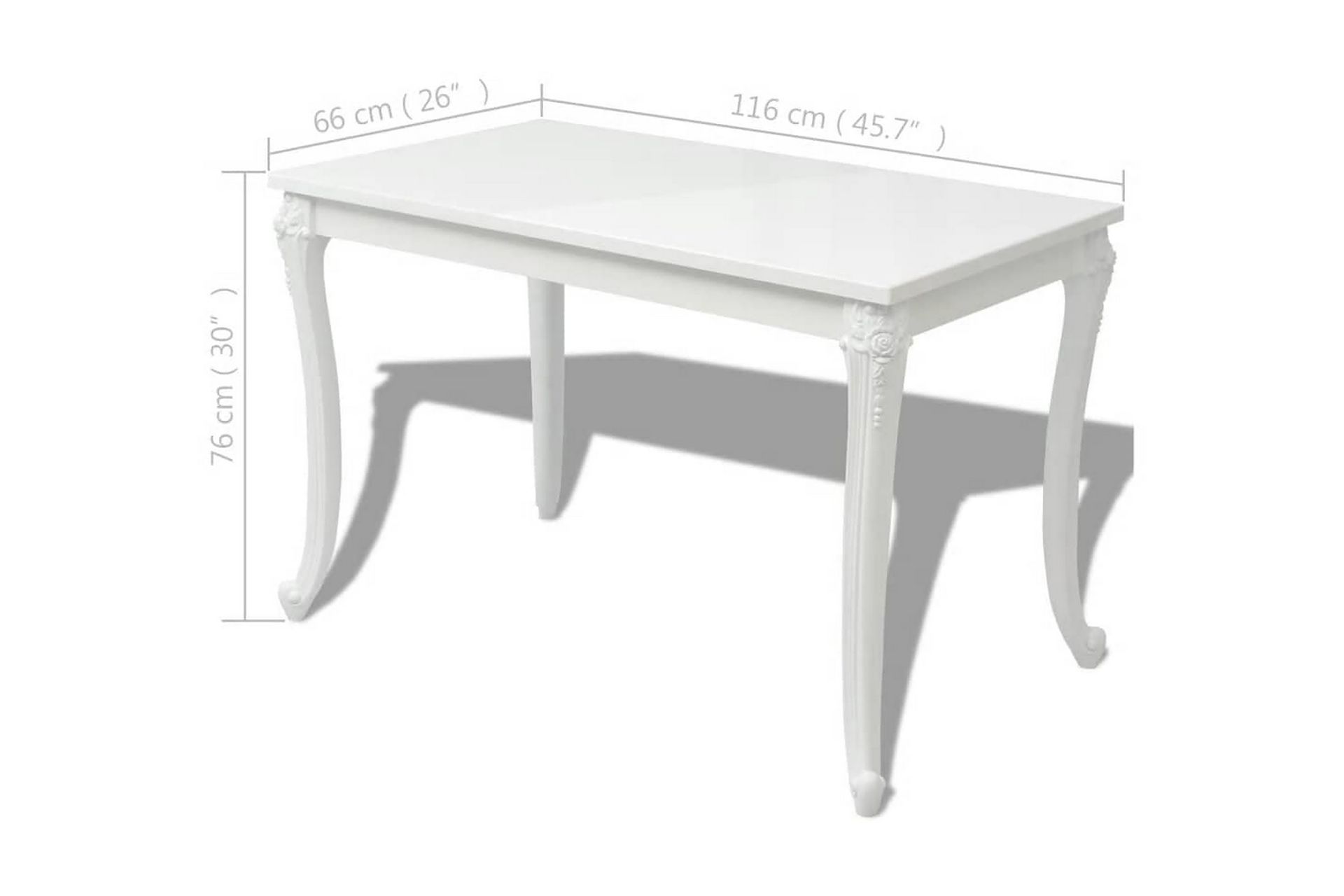 Ruokapöytä 116x66x76 cm korkeakiilto valkoinen - Valkoinen - Huonekalut - Pöytä & ruokailuryhmä - Ruokapöydät & keittiön pöydät