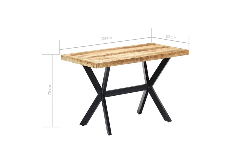 Ruokapöytä 120x60x75 cm karkea mangopuu - Ruskea - Huonekalut - Pöytä & ruokailuryhmä - Ruokapöydät & keittiön pöydät