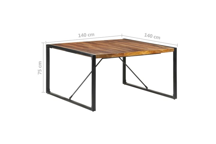 Ruokapöytä 140x140x75 cm täysi puu seesamviimeistelyllä - Ruskea - Ruokapöydät & keittiön pöydät