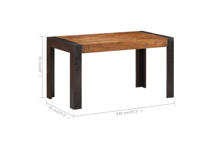 Ruokapöytä 140x70x76 cm täysi karkea mangopuu - Ruskea - Ruokapöydät & keittiön pöydät