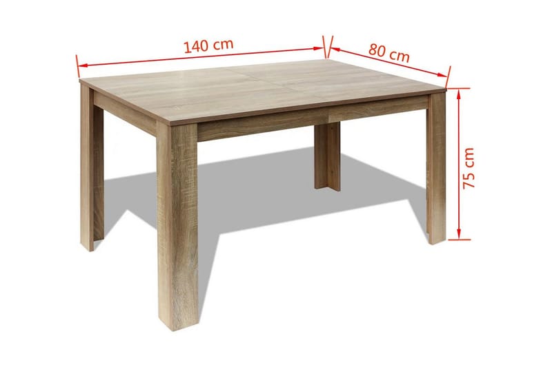 Ruokapöytä 140x80x75 cm Tammi - Ruskea - Huonekalut - Pöytä & ruokailuryhmä - Ruokapöydät & keittiön pöydät