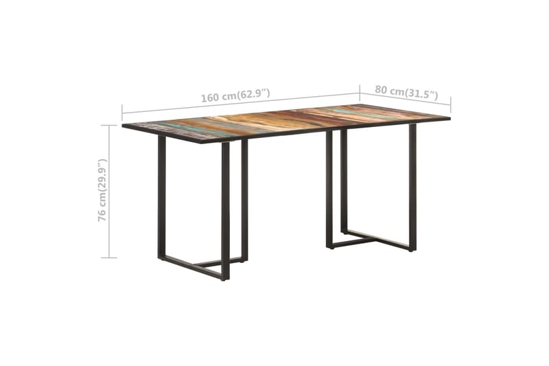 Ruokapöytä 160 cm kierrätetty täyspuu - Ruskea - Huonekalut - Pöytä & ruokailuryhmä - Ruokapöydät & keittiön pöydät