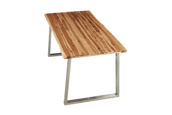 Ruokapöytä 160x80x75cm täysi akaasiapuu & ruostumaton teräs - Ruskea - Ruokapöydät & keittiön pöydät