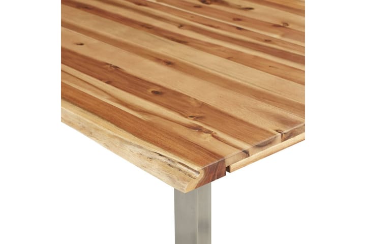 Ruokapöytä 160x80x75cm täysi akaasiapuu & ruostumaton teräs - Ruskea - Ruokapöydät & keittiön pöydät
