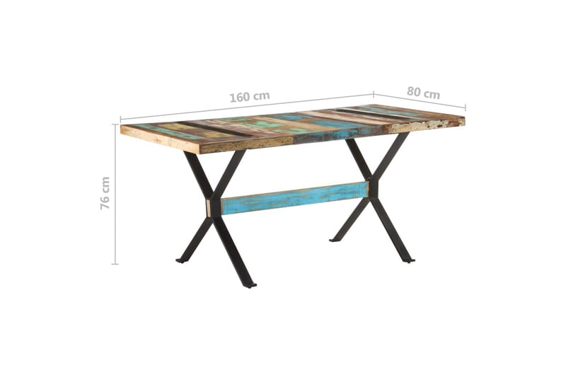 Ruokapöytä 160x80x76 cm kierrätetty täyspuu - Monivärinen - Huonekalut - Pöytä & ruokailuryhmä - Ruokapöydät & keittiön pöydät